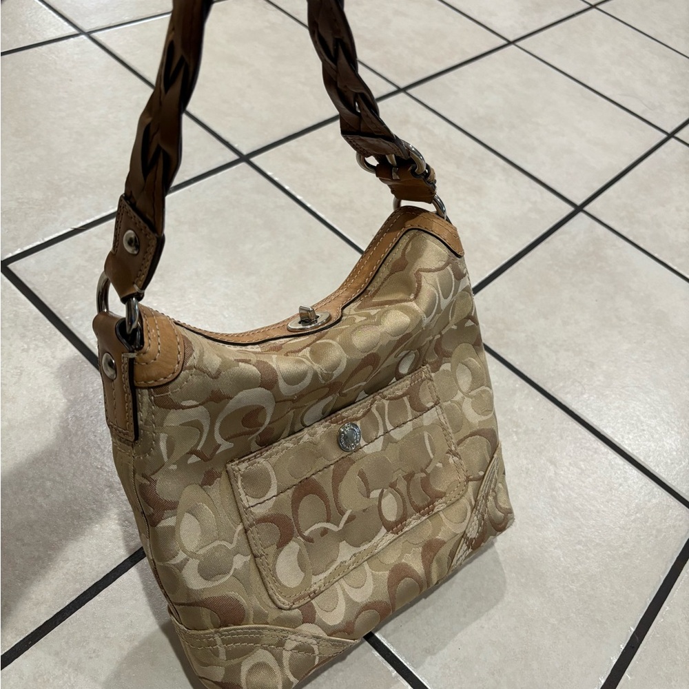 Coach Signature Canvas Hobo Bag in Beige/Tan